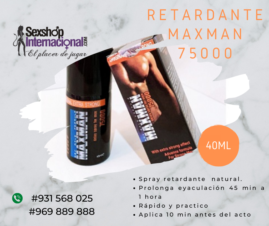 MAXMAN 75000 SPRAY RETARDANTE 10VECES MAS SEXO SEXSHOP PTE PIEDRA